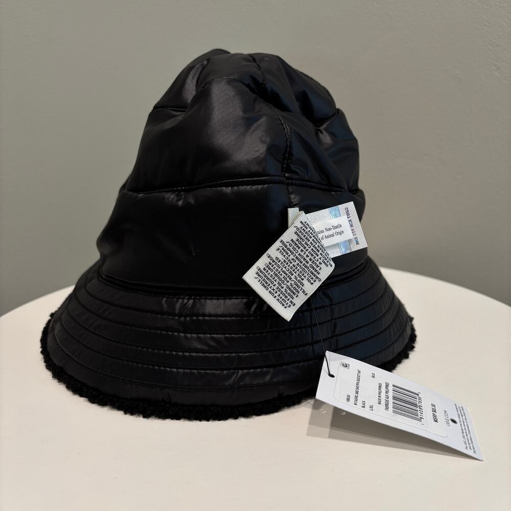 NWT UGG Reversible Faux Fur Sherpa Bucket Hat Black - Size: L / XL - Picture 6 of 8